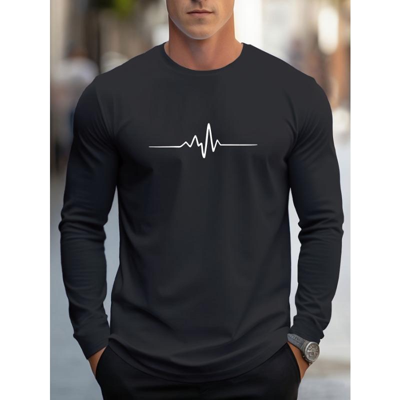 Fashionable men's autumn new striped print comfortable soft long sleeved T-shirt outdoor street style top