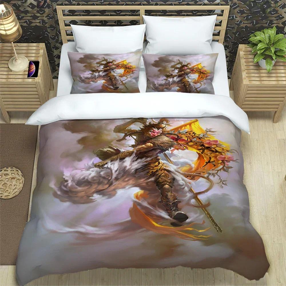 Sun WuKong Monkey King Print Three Piece Bedding Set Fashion Article Children or Adults for Beds Quilt Covers Pillowcases Gift