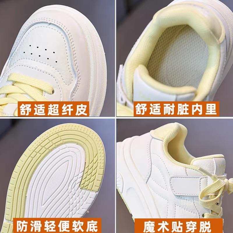 Youth style shoes Girls White Casual Sneakers Kids Low-Top Rubber Sole Non-Slip School Shoes
