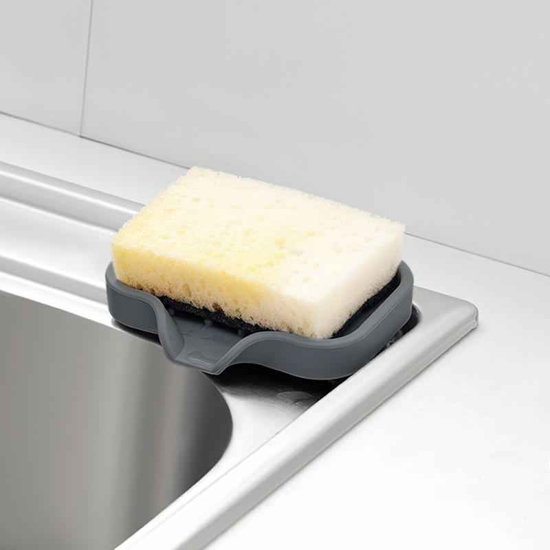 Silicone Soap Tray Mat Kitchen Sink Tray Soap Dispenser Sponge Drain Pad Sink Splash Drying Mat Countertop Storage Tray