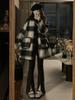 Women's Reversible Plaid Woolen Hooded Coat - New 2025 Mid-Length, High-End Autumn/Winter Plus Velvet.