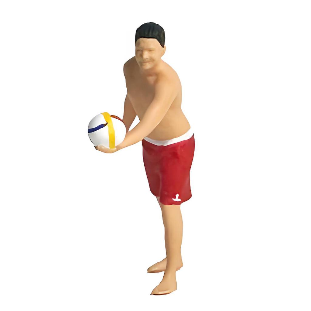 1:64 Scale Hand Painted Resin Collectible Figure Miniature Model Accessories Realistic Beach Volley Figure Model Gift