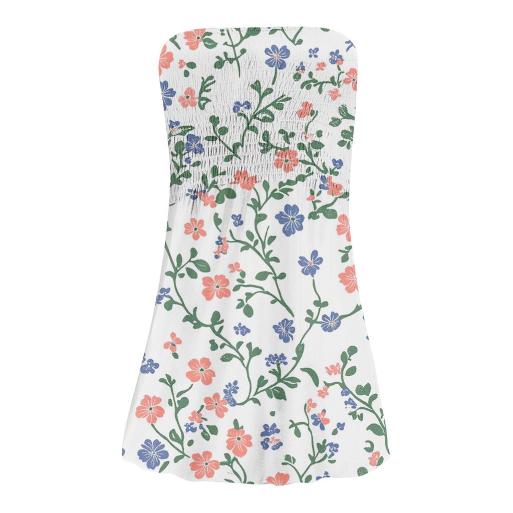 Fashionable Women's Casual Tube Top Floral Print Sleeveless Dress