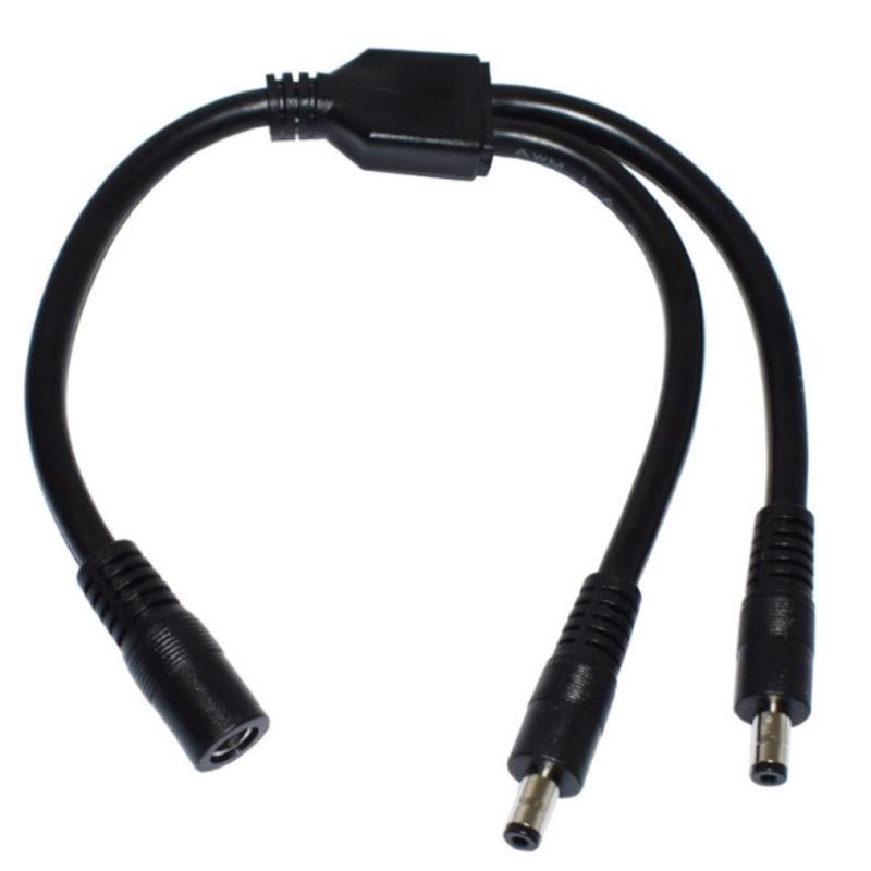 30cm Long DC5521 Extension Cord, 5.5x2.1mm Female to 2xMale Connector Splitter Cable for Surveillances Cameras Routers