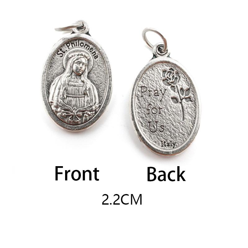 Reversible Metal Charms Necklace Bracelet DIY Accessories Philomena Our Lady Benedict Religious Figures Charms Catholic Figures