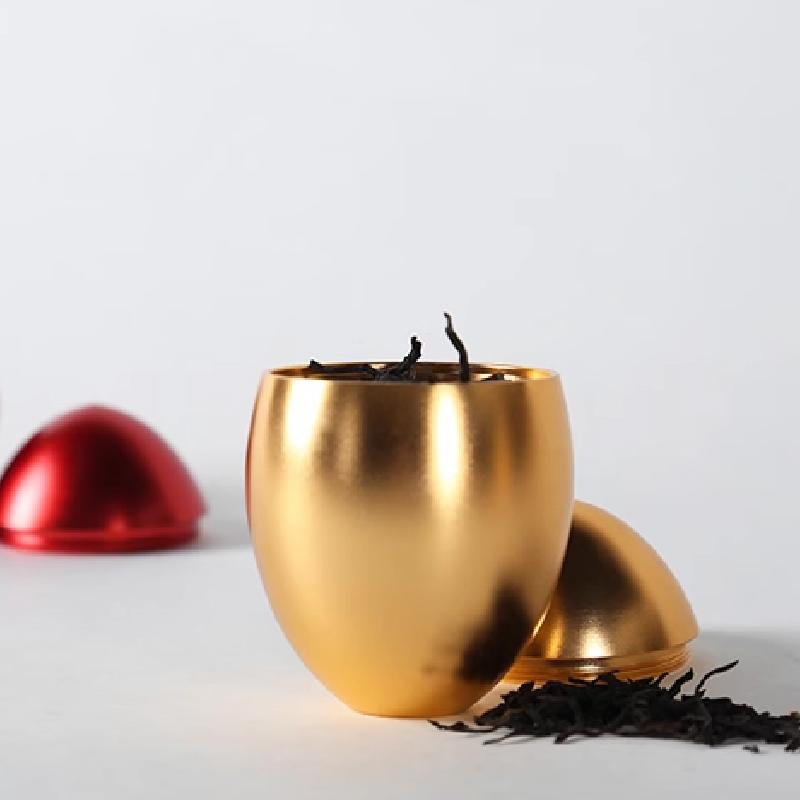 Aluminiumlegierung Eiförmiger Vorratstank Mini Tragbare Teekanne Dichtung Metall Goldene Eier Vorratstank Kreative Geschenke Aufbewahrungszubehör