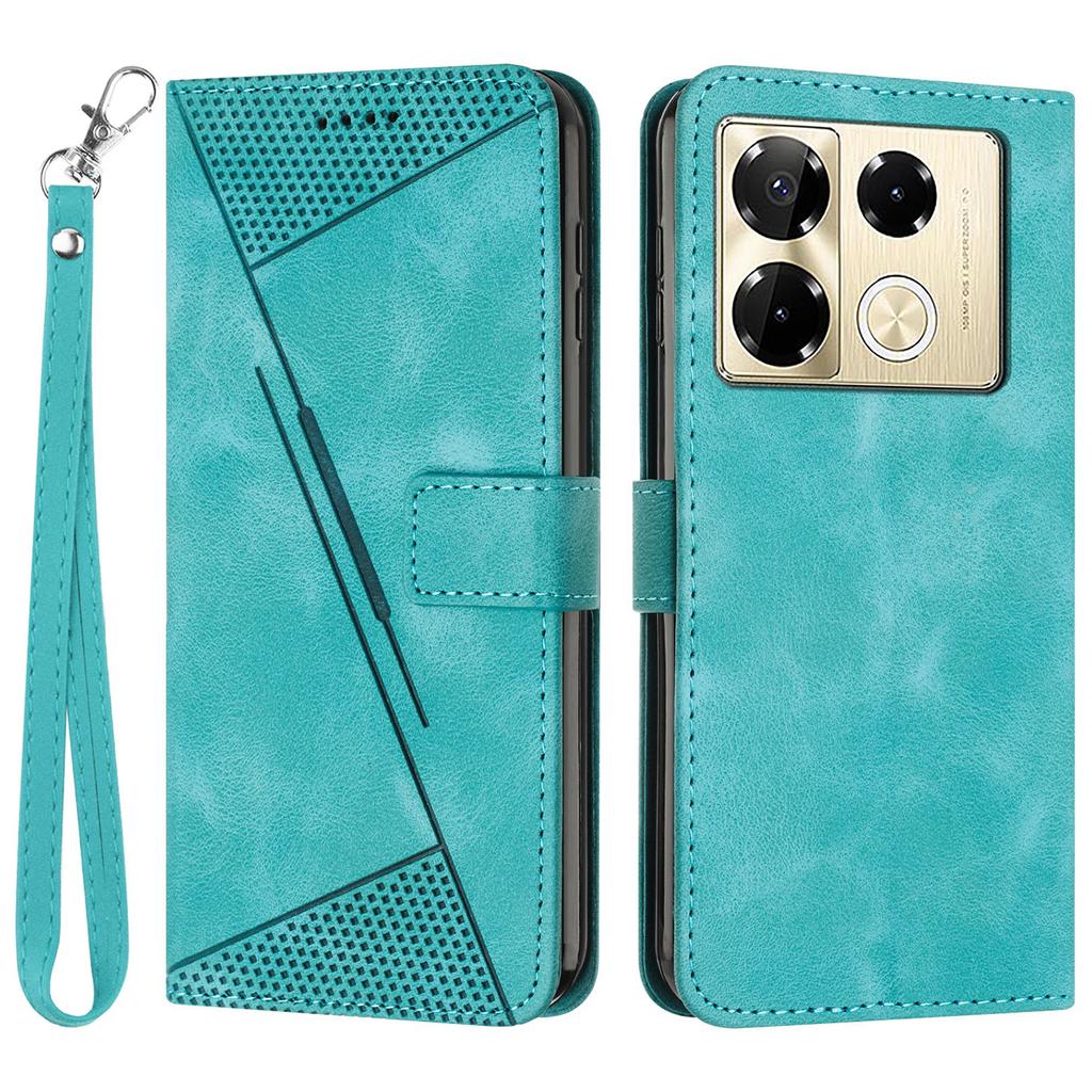 For Infinix Note 40 Pro 5G/4G Phone Shell Triangle Imprinted PU Leather Wallet Stand Phone Case with Strap
