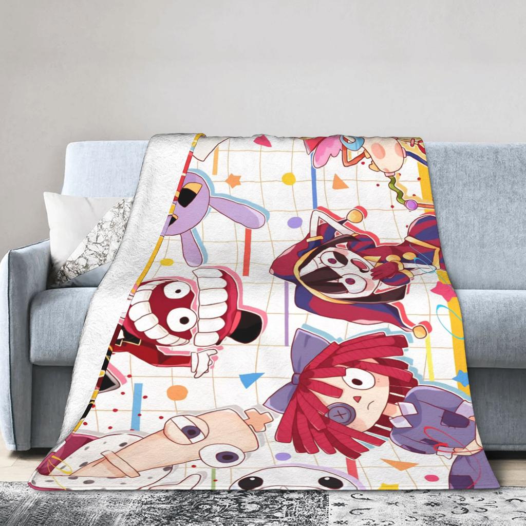 Le Incredibili Coperte del Circo Digitale in Pile Primavera/Autunno Coperte da Viaggio Portatili Leggere per Divano di Casa Trapunta