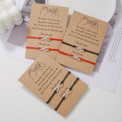 Europäischer & Amerikanischer Stil Infinity Wachsfaden Handgewebtes Freundschafts-Paar-Armband