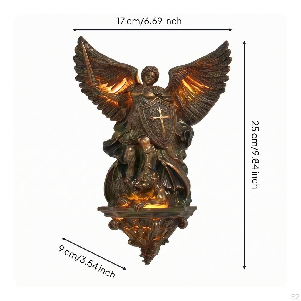 Archangel Wall Light Bronze Finish Celestial Lamp Decorative for Collectors,