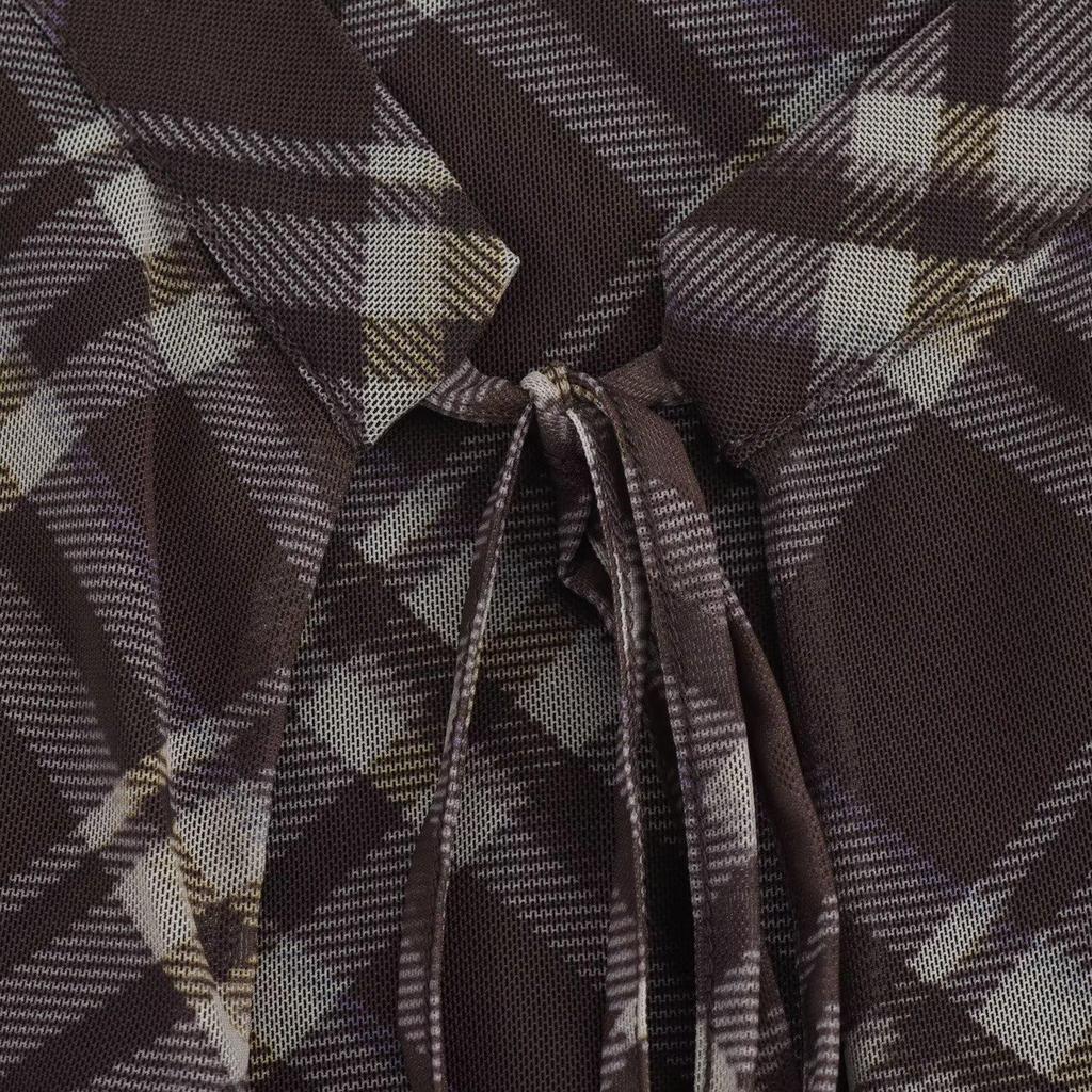 2025 Spring Women's Slim Plaid Silk Sarong Skirt with Button Details