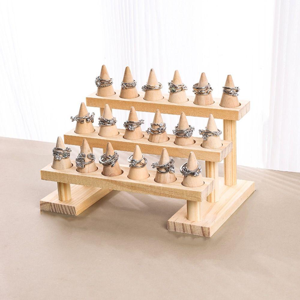 Bracelets Necklace Wood Rings Display Holder Multi-layer Bangle Storage Tray Key