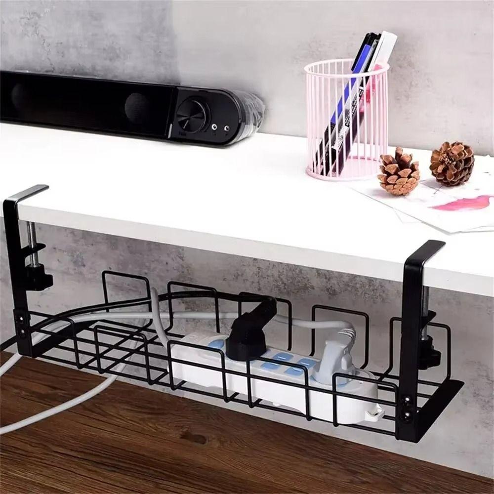 Sturdy Metal Cable Management Tray Space Saving Desk Wire Organizer  Office