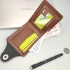 Solid Color Two Fold Purse Waterproof Card Wallet Business Male Zipper Coin Pocket  Daily Use