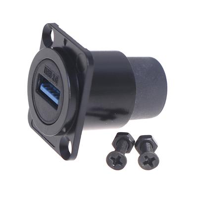 D Type Metal Usb Socket Double Pass Connector Usb 3.0 Connector Panel Mounting