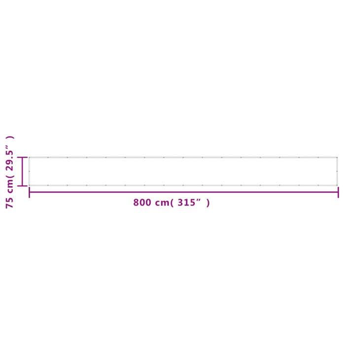 VidaXL Écran de Balcon, Brise-vue de Jardin, Écran de Protection, Écran d'Intimité Terrasse Extérieur, Marron 75x800 cm 100% 4000383