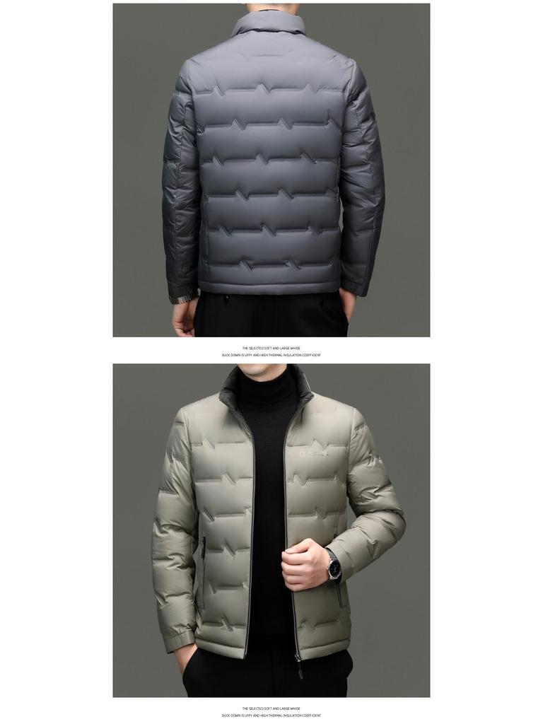 Romon Men's 2025 Stand-Up Collar Down Jacket - High-End, Versatile Business Casual Coat for Spring & Autumn.