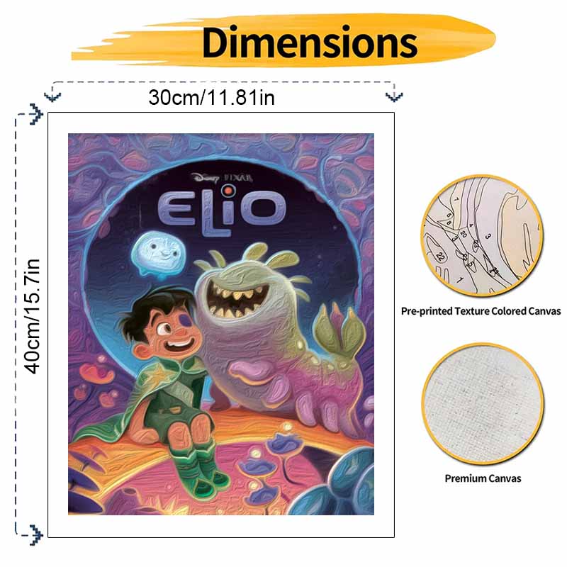 Disney Pixar Elio Oil Painting Kit, Hand Painting Canvas DIY Home Decor