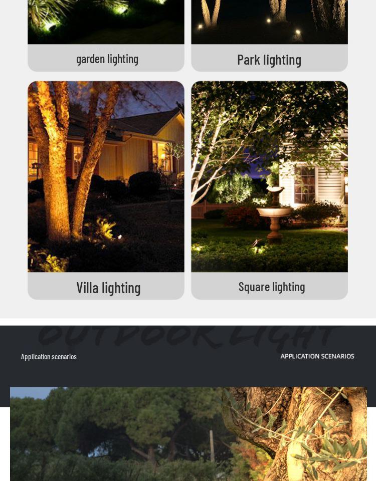 Waterproof Outdoor LED Spotlight for Trees and Gardens - Landscape Lawn Light with Ground Stake, 24V Floodlight
