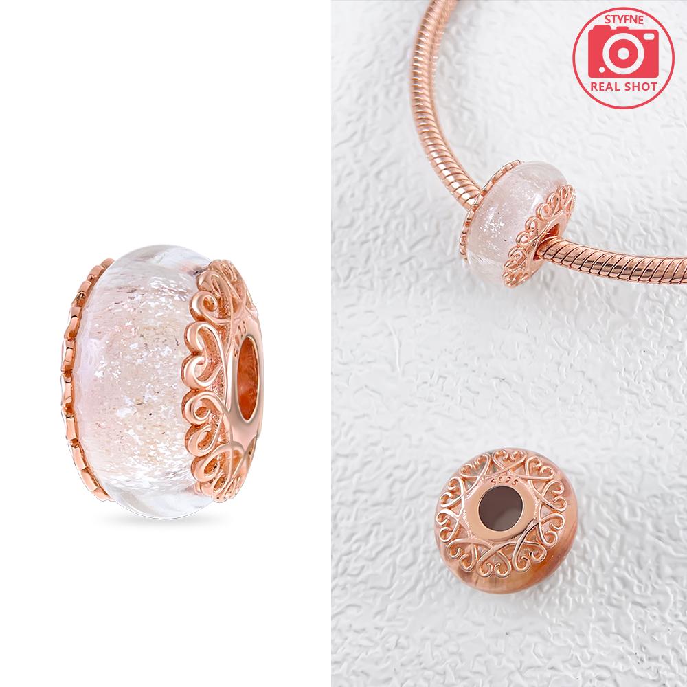 Authentic Certified Pink Glass Bead Blue Romantic Bead Charms Compatible With Bracelets Charm Bead Charms Copper Women Diy Jewellery Making