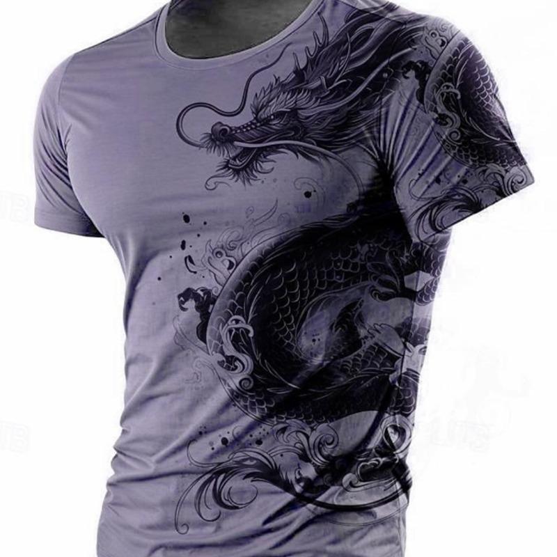 Pánské 3D tištěné tričko s dračím vzorem, denní ležérní streetwear, outdoorové sporty, krátký rukáv, městská móda, léto
