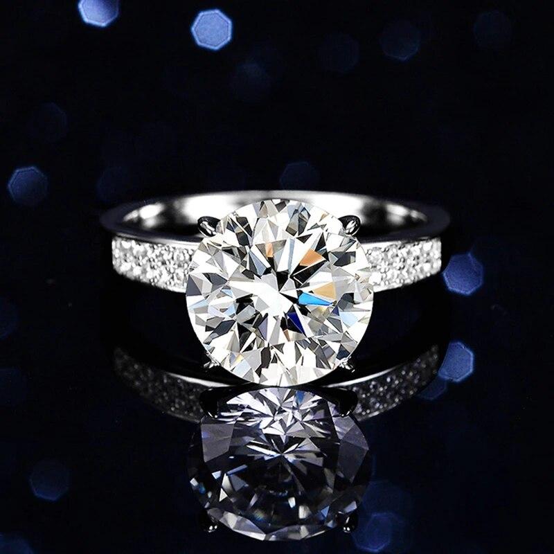 White Gold Plated 5ct Genuine Moissanite Solitaire Ring for Women Brilliant Cut 100% Solid Silver Wedding Womans Ring GRA