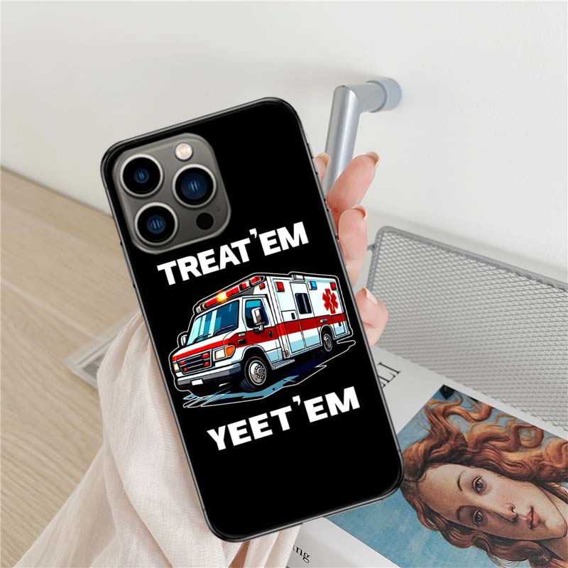 Paramedic Ambulance Wee Woo Phone Case For Iphone 17 Air 16 15 Pro Max 14 Plus 16E Coque 13 Pro 12 Mini 11 Clear Cover Silicone
