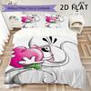 Diddl Pattern Bedding Uilt Set Uilt Cover Pillowcase Home Decoration Birthday Gift (1 * Duvet Cover + 2 * Pillowcase  Without Core)