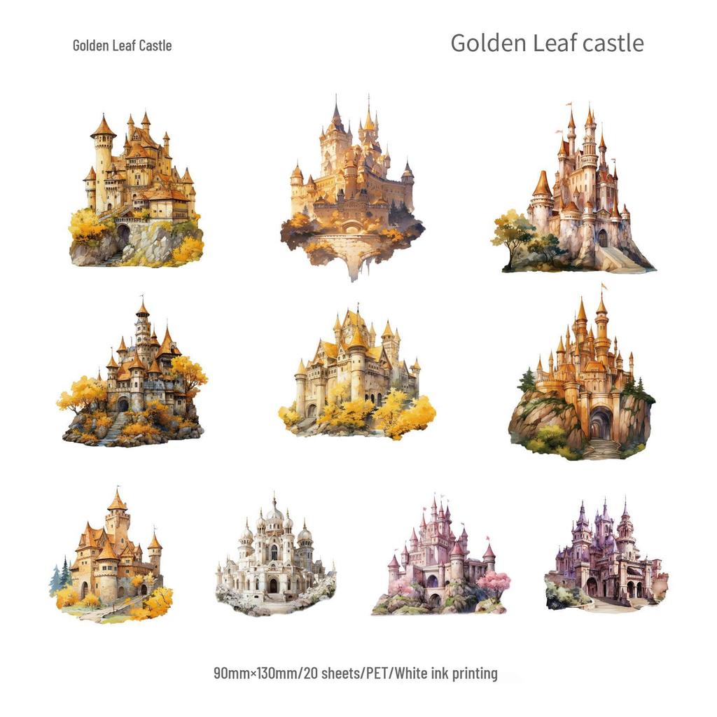 Fantasy Castle 3D Landscape PET Stickers - Retro Creative DIY Journal Stickers