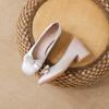 Satin Wedding Shoes Pregnant Women Are Not Tired Feet 3 Cm Small Heels Temperament Commuting Daily Single Shoes Children Spring 2025