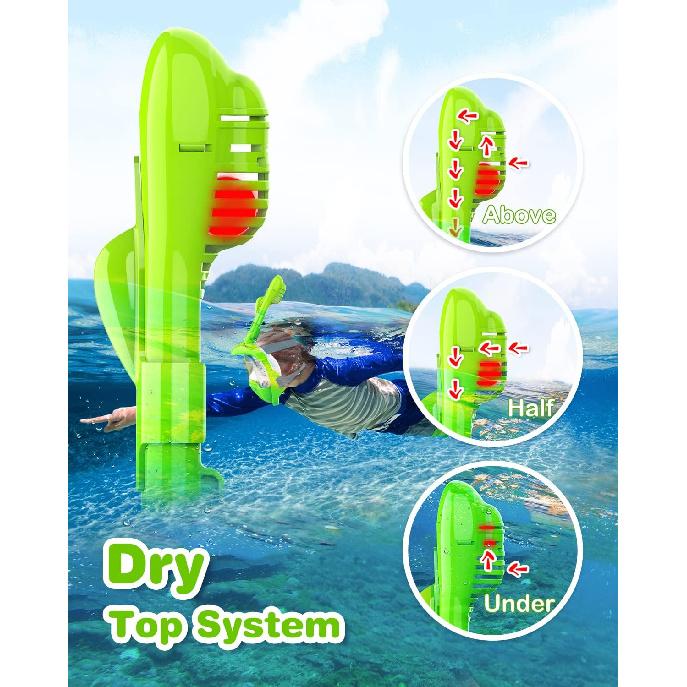 Kids Snorkel Mask, Full Face Snorkel Mask for Kids 4-16, Foldable Snorkeling Gear for Kids Snorkeling Set for Swimming Pool Toys, Dry Top,