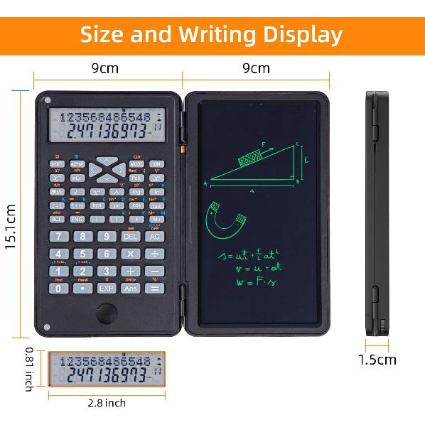 Scientific Calculator with LCD Writing Tablet – 240 Functions for Math, Physics & Exams, Dual-Line Display, One-Click Clear & Lock, Pull-Out