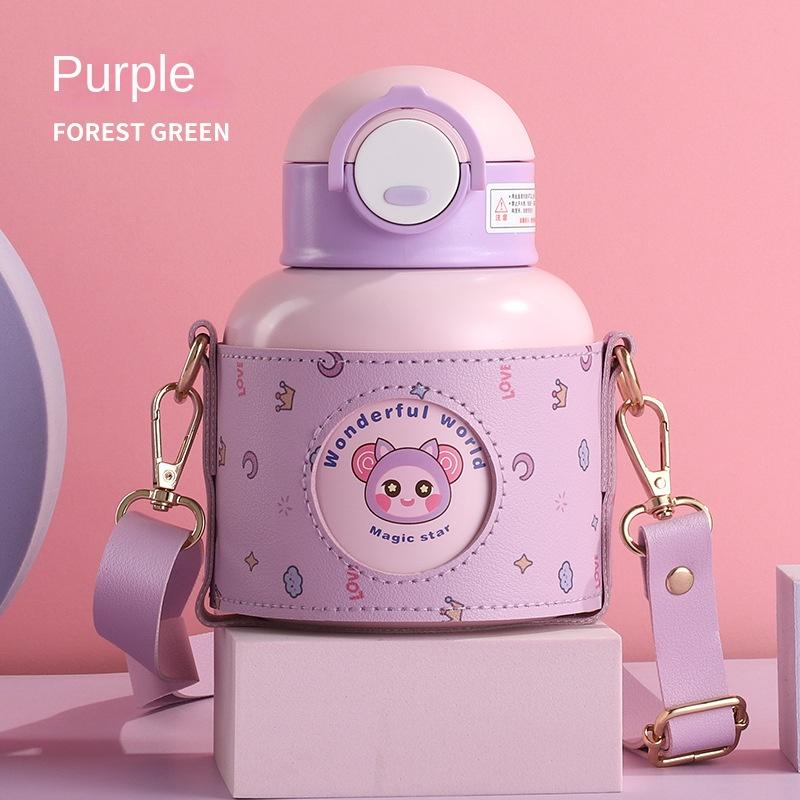 Cartoon Children's Thermos Mug 316 Stainless Steel Vacuum Student Bounce Cup with Straw