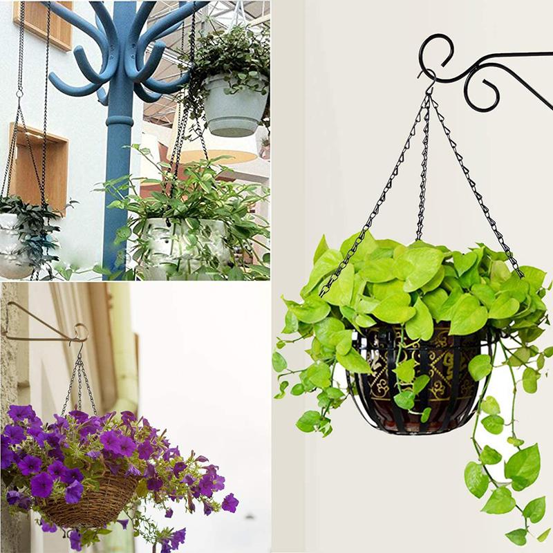 1pc 40cm Garden Basket Hanging Metal Chains Flower Planter Pots Holder 3/4 Point Plant Hanger Home Garden Tools