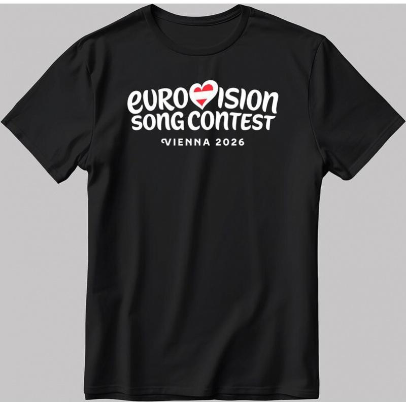 New logo Vienna Eurovision 2026 T-Shirt: Austria S чёрный