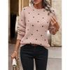 Women's Crew Neck Long Sleeve Polka Dot Jacquard Knit Pullover Sweater Casual Autumn Top