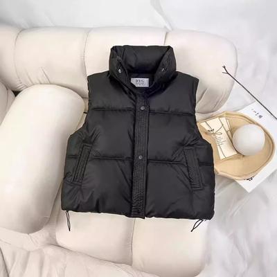 Daunenweste Damen Herbst und Winter locker Baumwollweste Stehkragen einfarbig Baumwollkleidung Weste Jacke