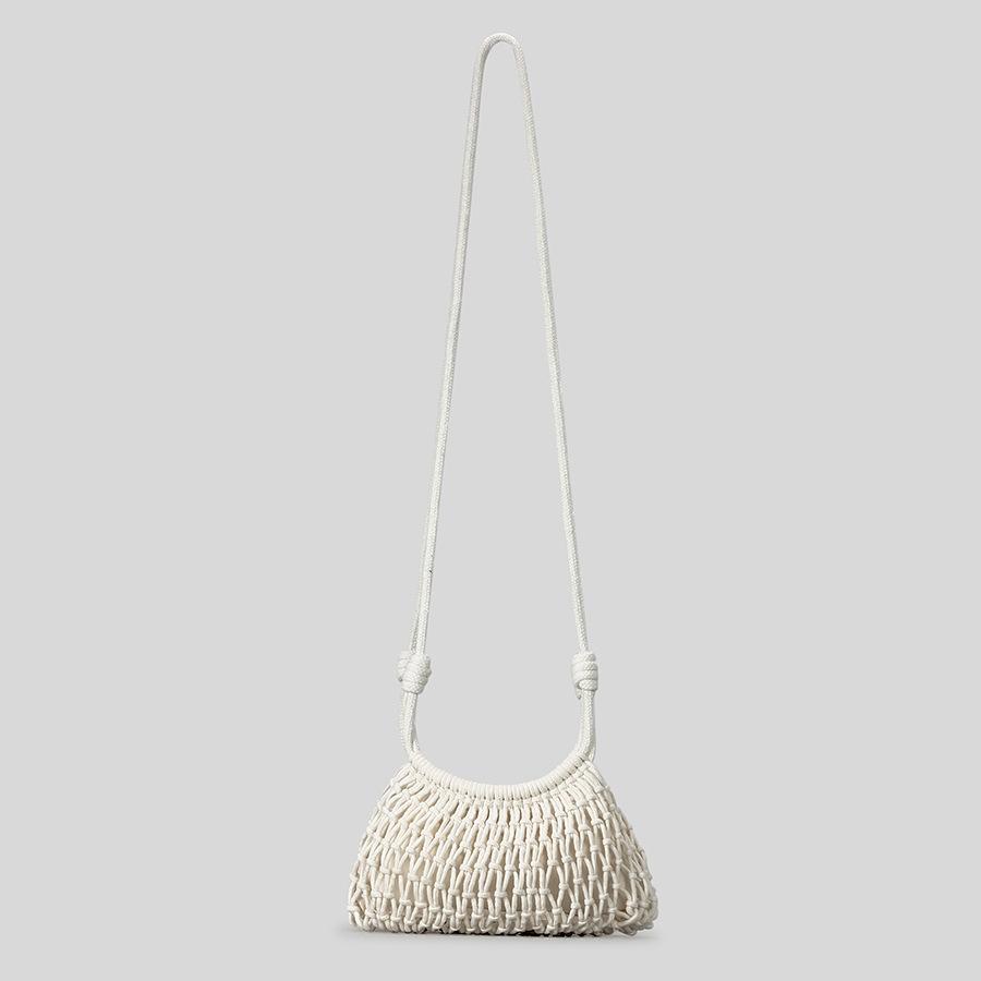

Handhold Weaving Straw Woven Handbag Elegant Handmade Woman Wrist Pack Korean Style Solid Color Woven Beach Bag Vacation белый