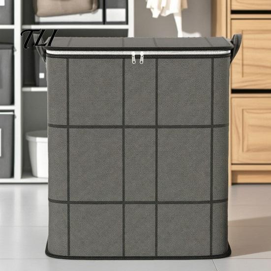Home Storage Bags for Toys Moving Bin with Reinforced Handles And Zipper, Extra Large Capacity Supplies Linens Non-woven Fabric Organizer, Foldable