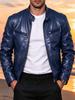 Men's slim stand-up collar PU leather jacket spring and autumn new motorcycle jacket multi-color fashion casual jacket leather jacket