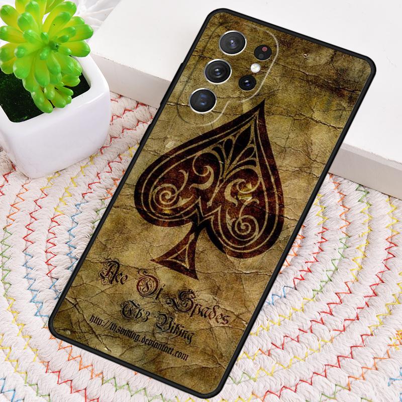 Ace of Spades Poker Phone Case for Samsung Galaxy Note 10 Pro S26 Ultra S23 S24 FE S25 S21 S22 PLUS Shockproof Cove