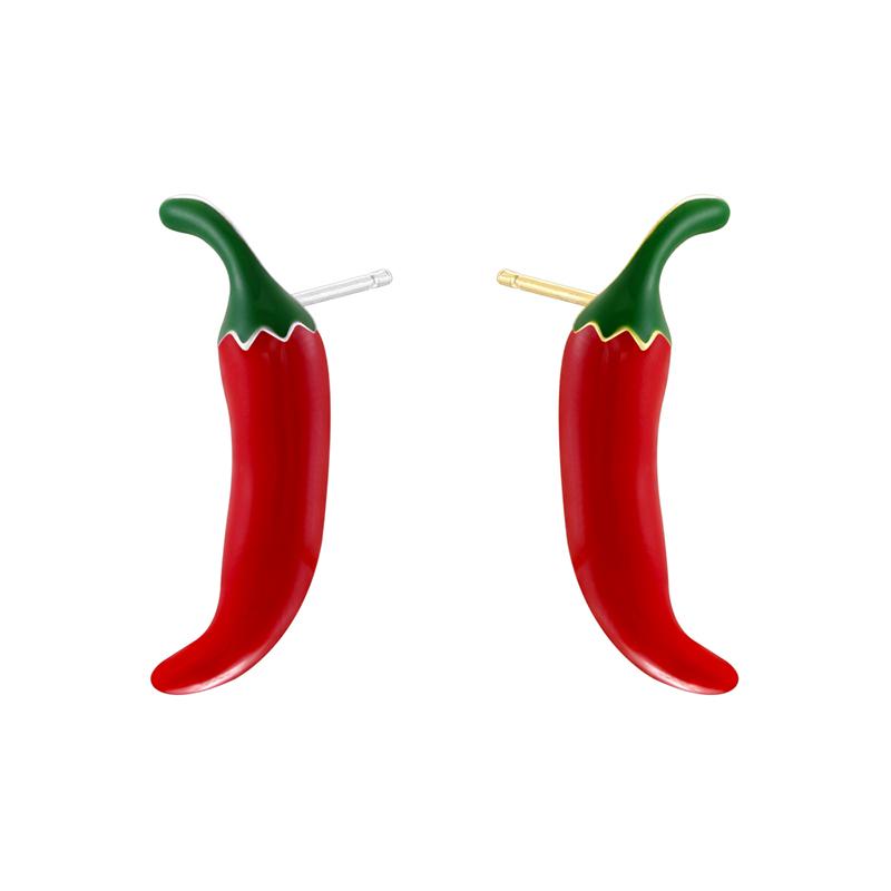 ZHUKOU Enamel Oil Drop Red Big Pepper Earrings Personality Europe And The United States Wind Women's Earrings:VE1639