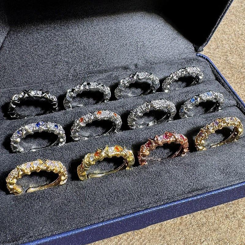 Unique Geometric Fashionable Copper Ring For Women With Dazzling Stones Zirconia