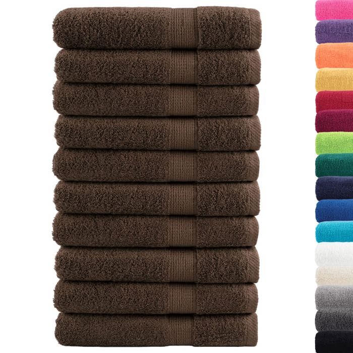 VidaXL Premium Quality Towels 10 Pcs, Shower Towels, Bath Sheets, Guest Towels for Toilet, Brown 137247