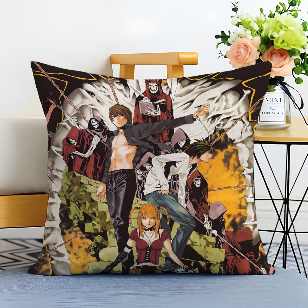 DDeath Note Cushion Cover Washable Linen Pillowcase Soft for Sofa Bed Cozy Home Room Decor
