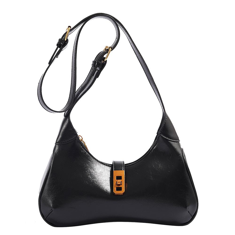 Vintage Niche Light Luxury High-end Handbag 2025 New Model with Clasp Closure, Fashionable Baguette Bag, Trendy Shoulder and Crossbody Bag