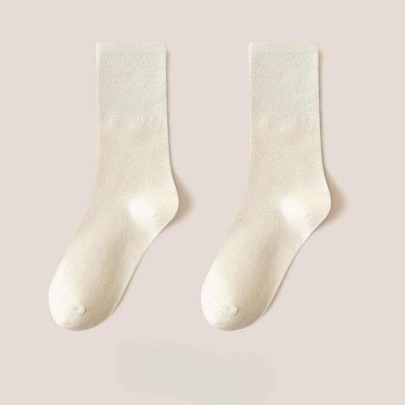 Solid-color Socks for Women Mid-calf Socks for Autumn and Winter Casual Style Women's Socks Versatile Pile Socks Boneless Postpartum Socks