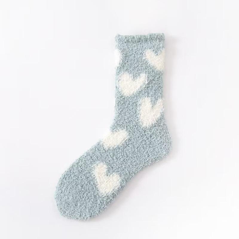Medium tube winter thickened coral fleece thermal stockings cute cotton socks sleep socks home floor socks