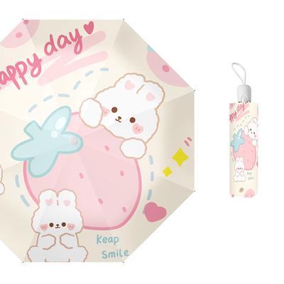 Sonnenschirm Vollautomatischer Schirm Weiblich Rosa Hase Sonnenschutz Sonnenschirm Sonnenschirm Sonne Regen Dual Use Schirm Mini Fol