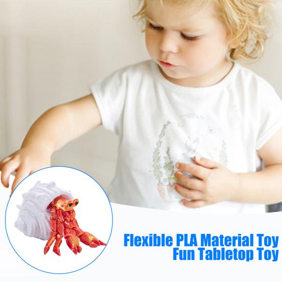 3D-gedruckte Einsiedlerkrebs-Figur mit beweglichen Gelenken, Krabben-Actionfigur, artikuliertes Tiermodell, Desktop-Dekoration, Ornament, Geschenk für Kinder und Erwachsene